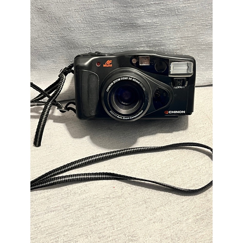 Chinon Auto 6001 35mm Film Camera AF Multi 38-90mm Zoom Lens Vintage Black